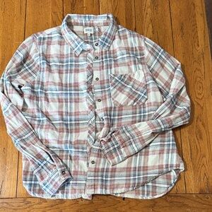 BKE Women’s Casual Plaid Shirt - Red, Blue, and White